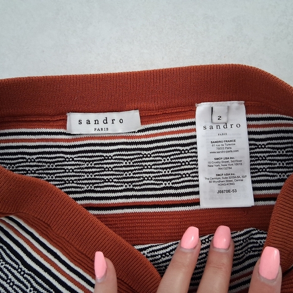 Sandro/ Orange and Black Mini Fit and Flare Skirt/ Ribbed/ Size US 2 - Picture 10 of 10